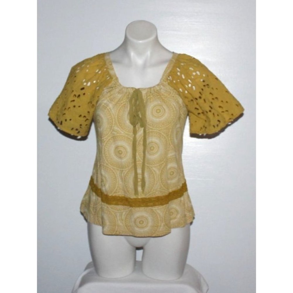 LANGUAGE LOS ANGELES Women's Gold Blouse Top Size S